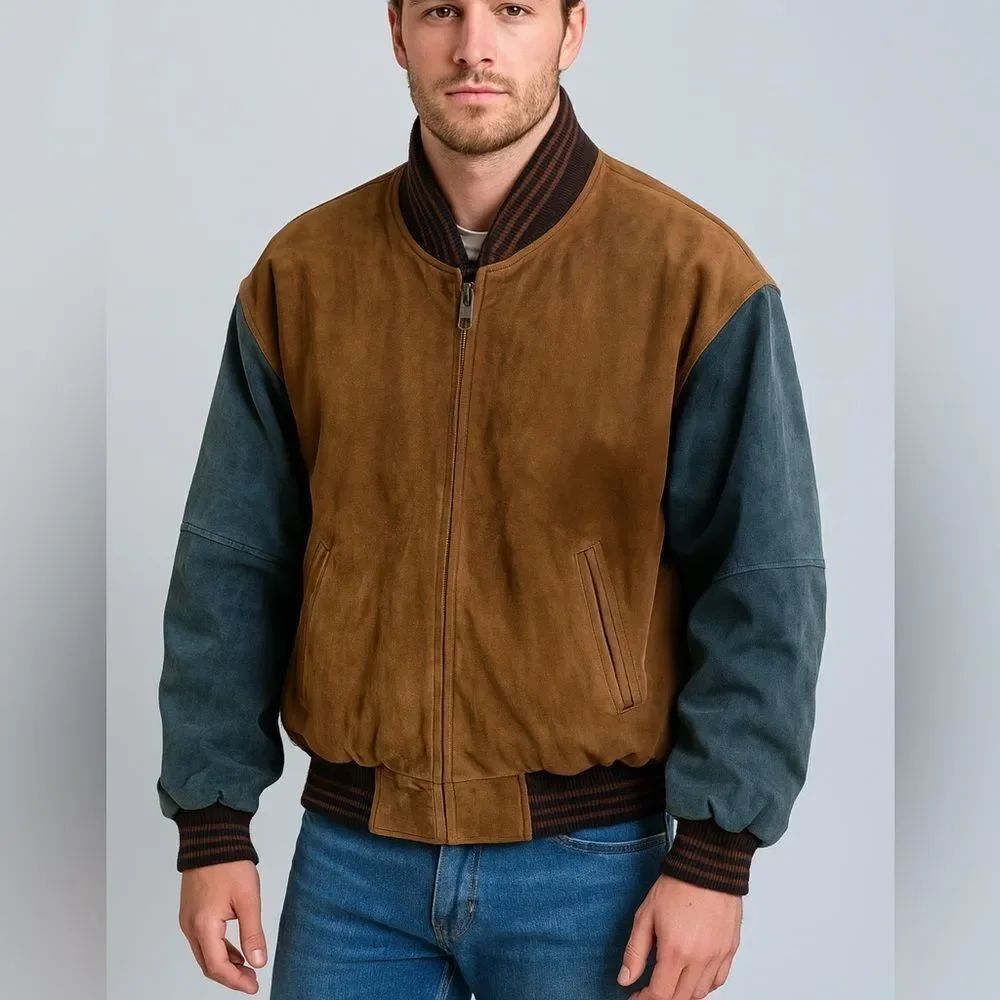 Vintage Varsity Princeton NJ Leather Suede Bomber Jacket Size M